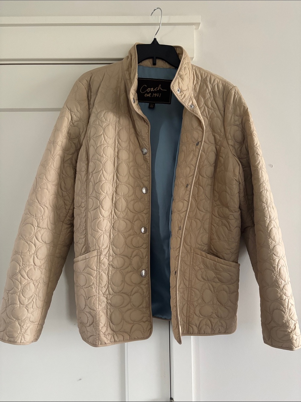 Coach Quilted Tan Snap-Front Puffer Jacket